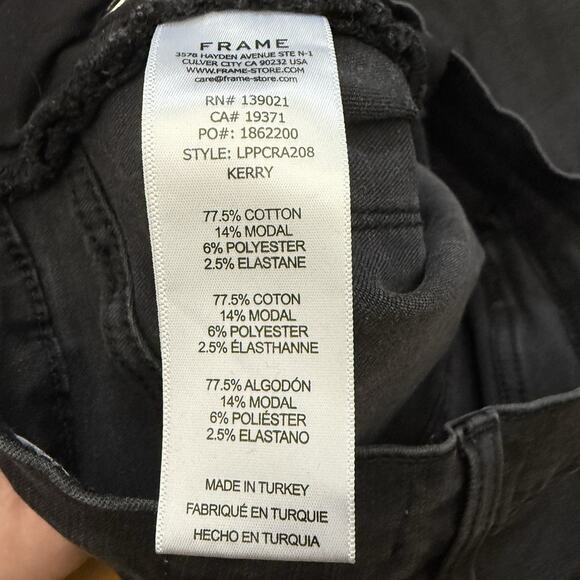 Frame Denim Le Palazzo Crop Wide Leg Jean Women 28 Black Denim Stretch High Rise - Picture 10 of 11